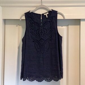 Joie Navy Linen Blouse